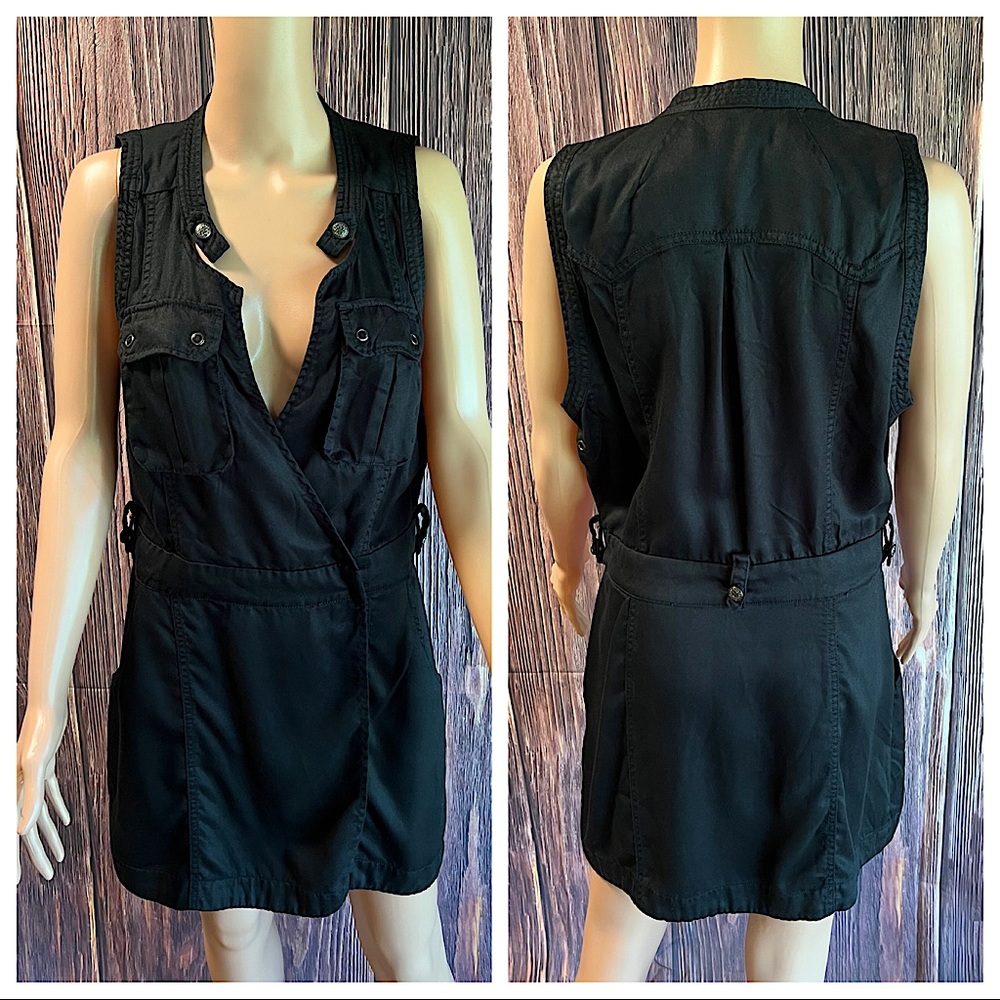 Free People size medium black boho sleeveless utility style dress